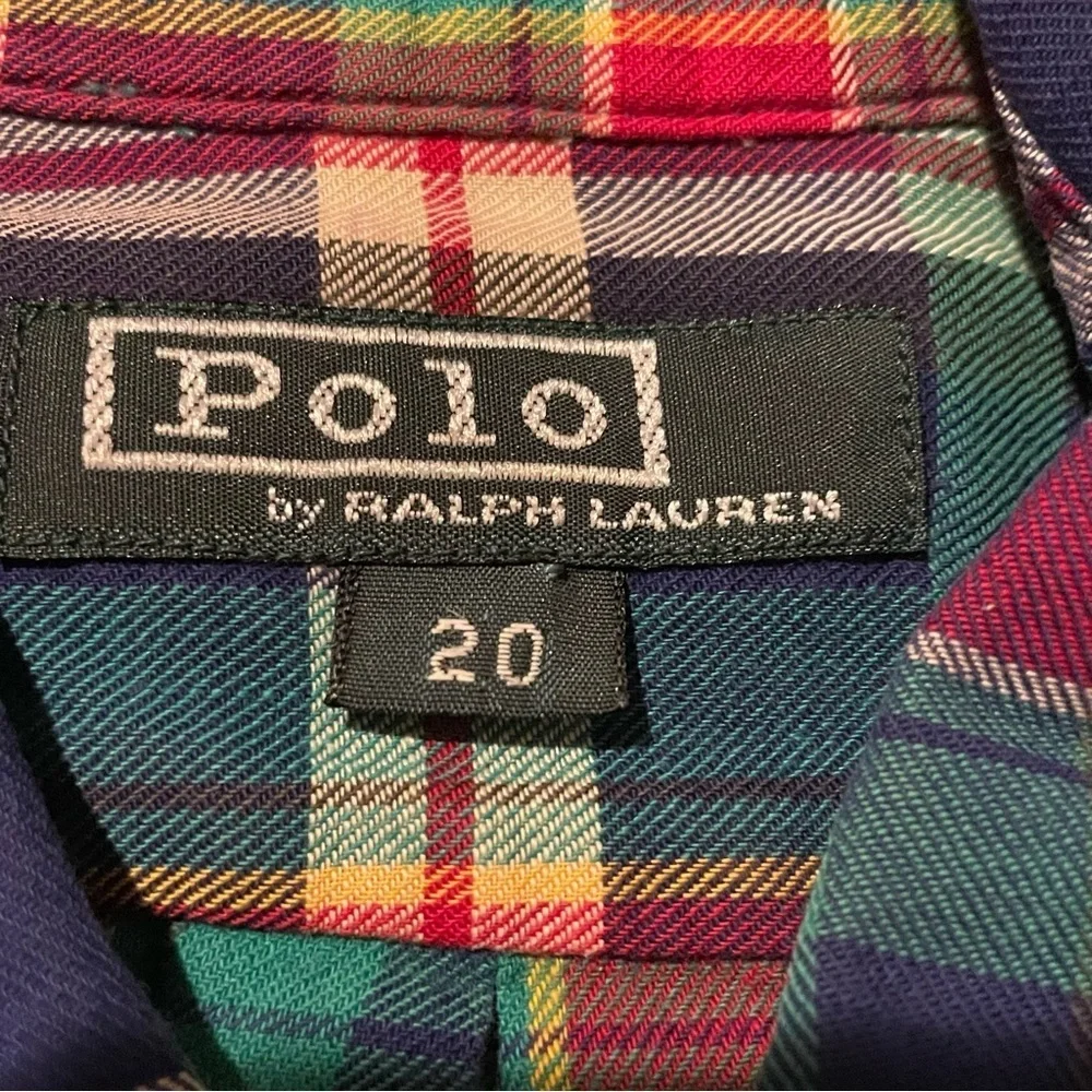 Polo Ralph Lauren Plaid kids button down Shirt red green navy size 20